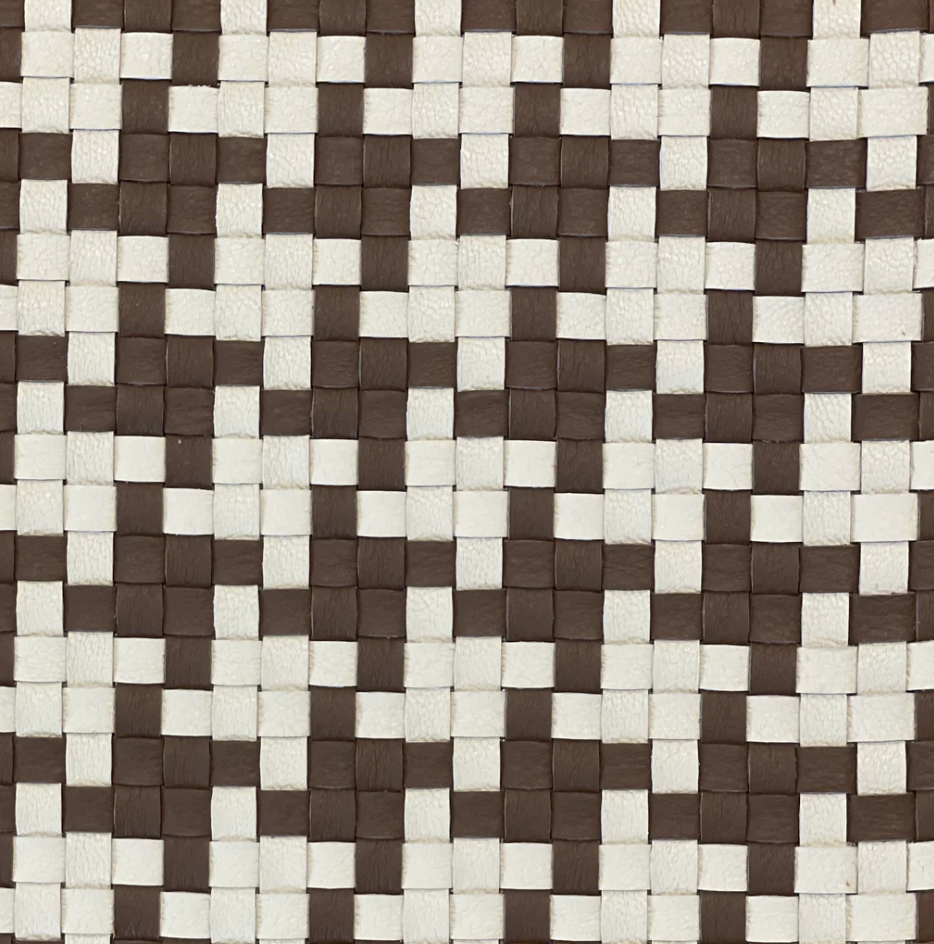 Hand-woven brown and cream basket-weave leather