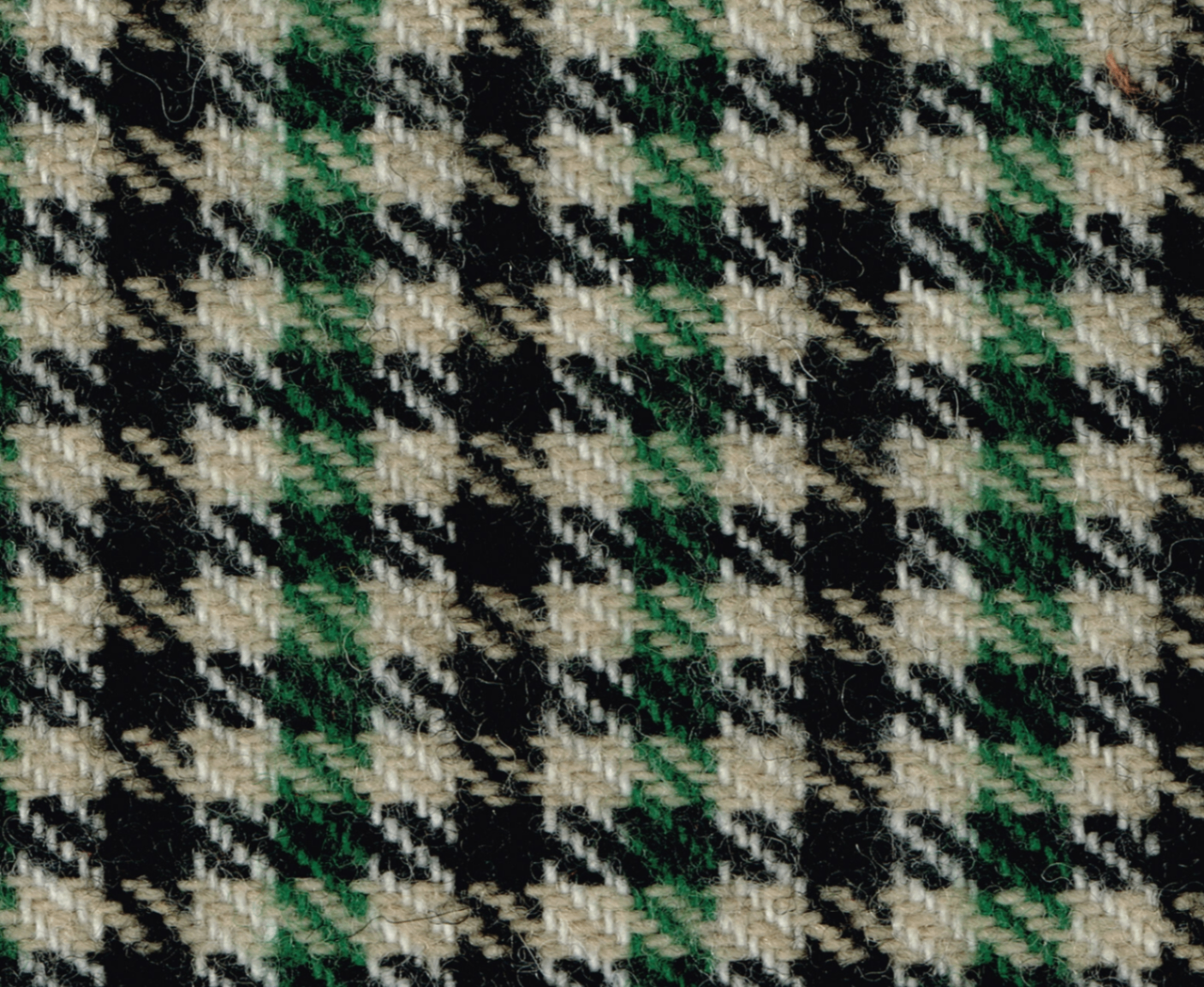 Pepita — Black / Green / White fabric swatch